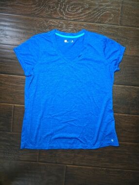 Xersion Womens Athletic V Neck Blue Dri-Fit Top XL